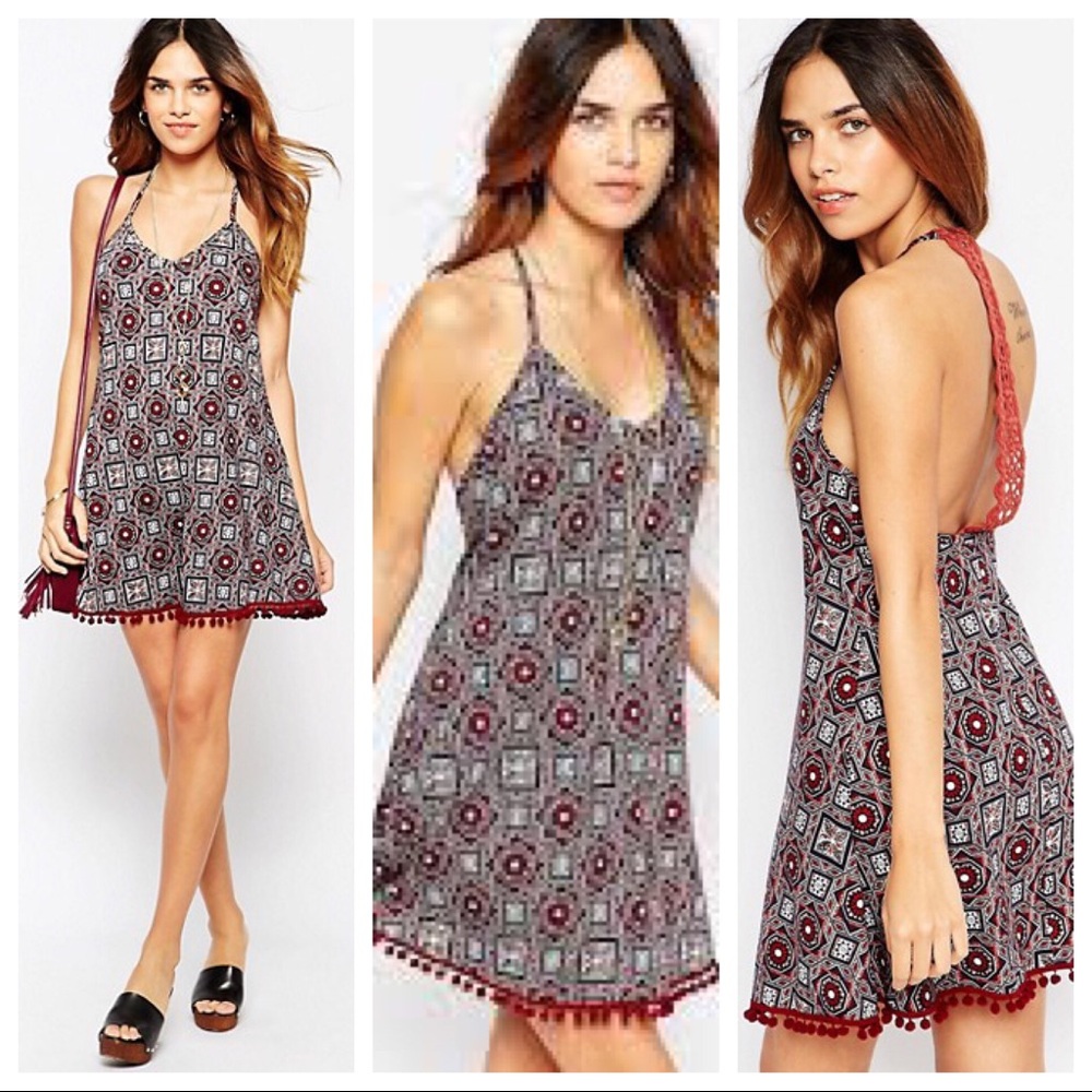 ASOS - Pattern Dress or Coverup - Maroon - Size 6 - Picture 1 of 8